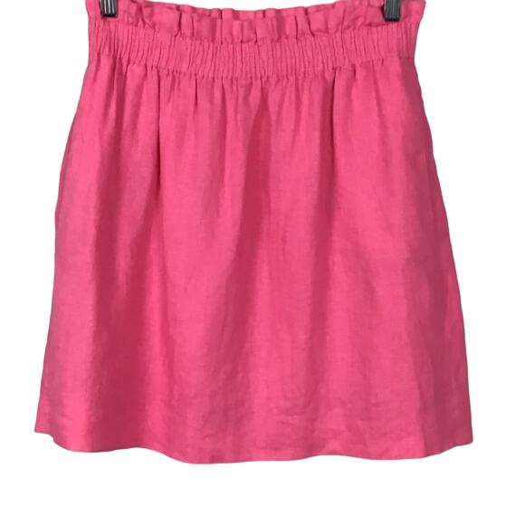 J. CREW Mini Skirt Sidewalk City Begonia Bright Pink Linen Pockets sz 4 Spring - Picture 3 of 11